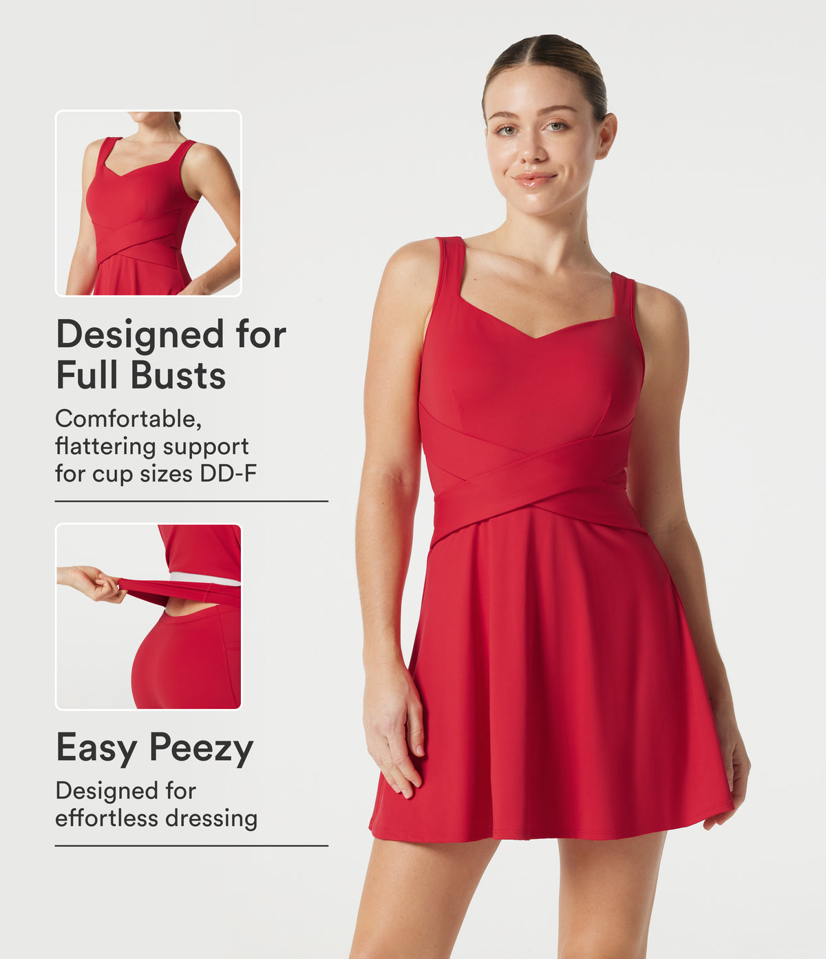 Airy Built-in Bra 2-in-1 InstantCool Mini Tennis Active Dress with Pockets DD-F Cups-Edition — Toreador — view 1