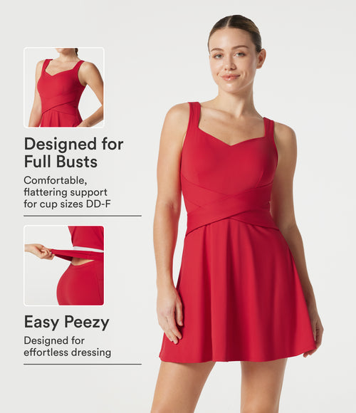 Airy Built-in Bra 2-in-1 InstantCool Mini Tennis Active Dress with Pockets DD-F Cups-Edition — Toreador — view 1