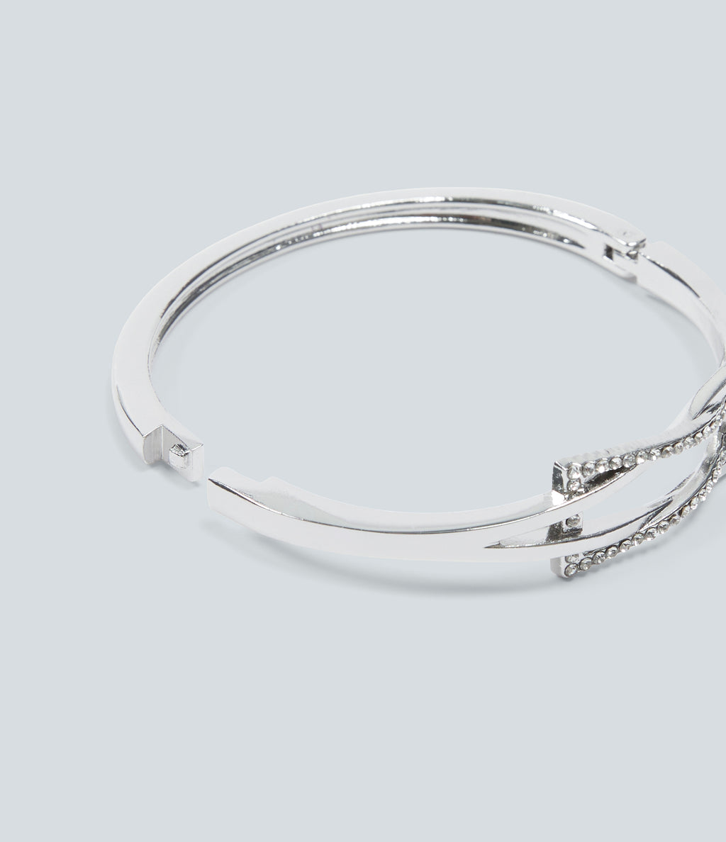Zinc Alloy Rhinestone Bracelet — Silver — additional view