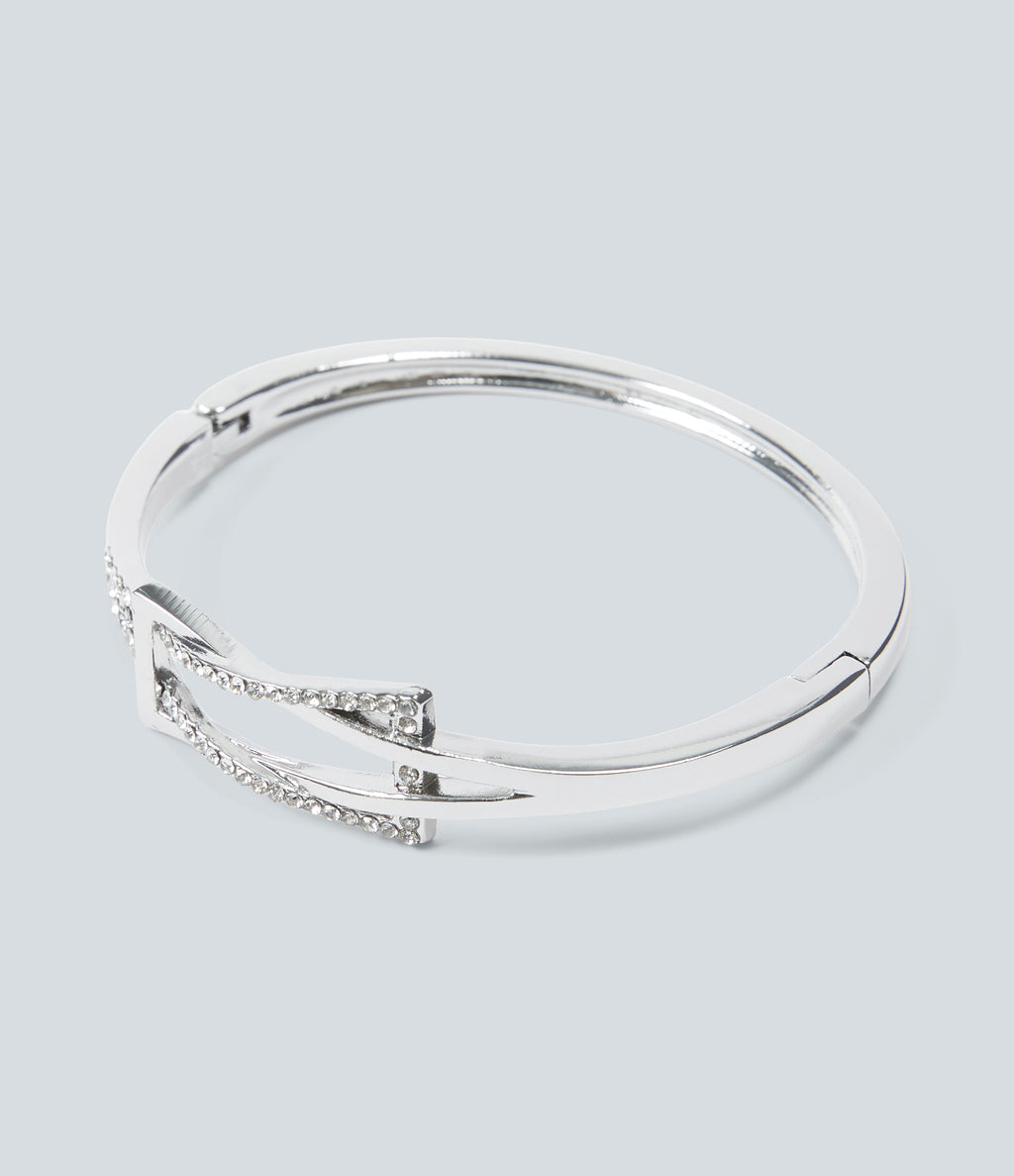 Zinc Alloy Rhinestone Bracelet — Silver — view 4