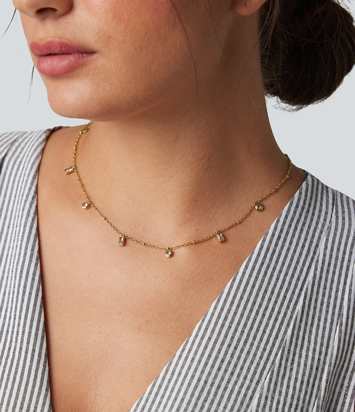Stainless Steel Plain Necklace — Gold — view 3