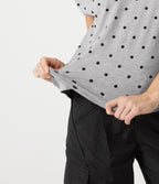 V Neck Short Sleeve Polka Dot Casual T-Shirt — Heather Noir Dot — view 5