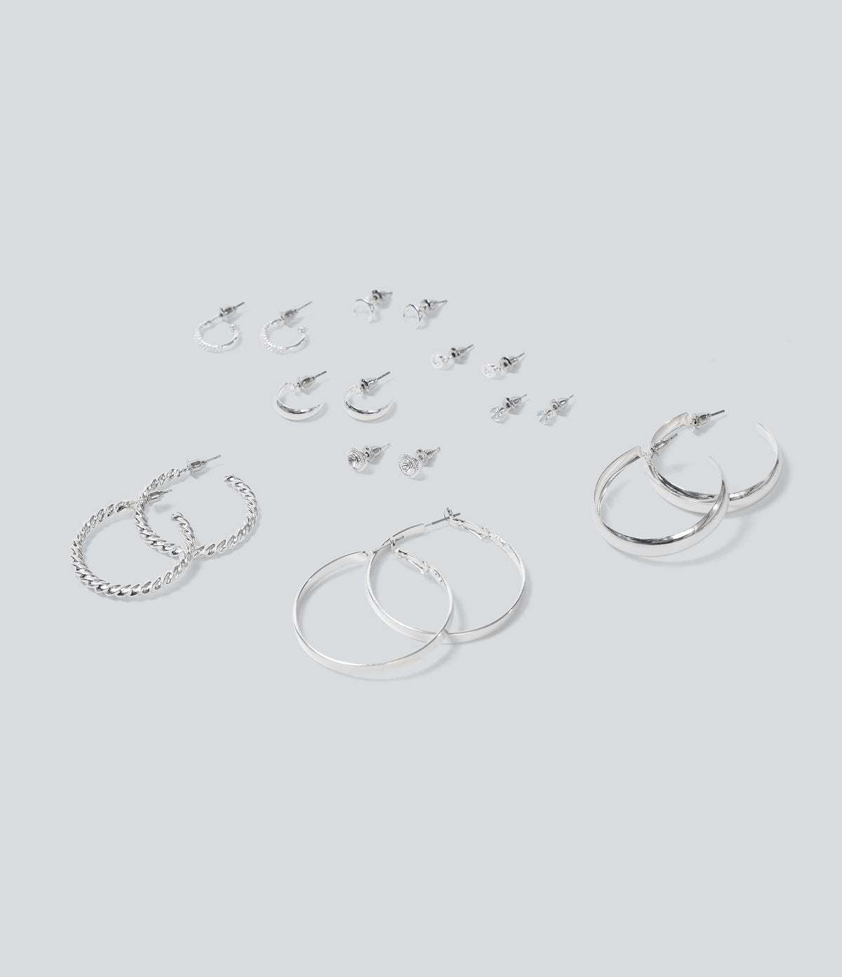 9 Pairs Alloy Earrings Set — Silver — view 8