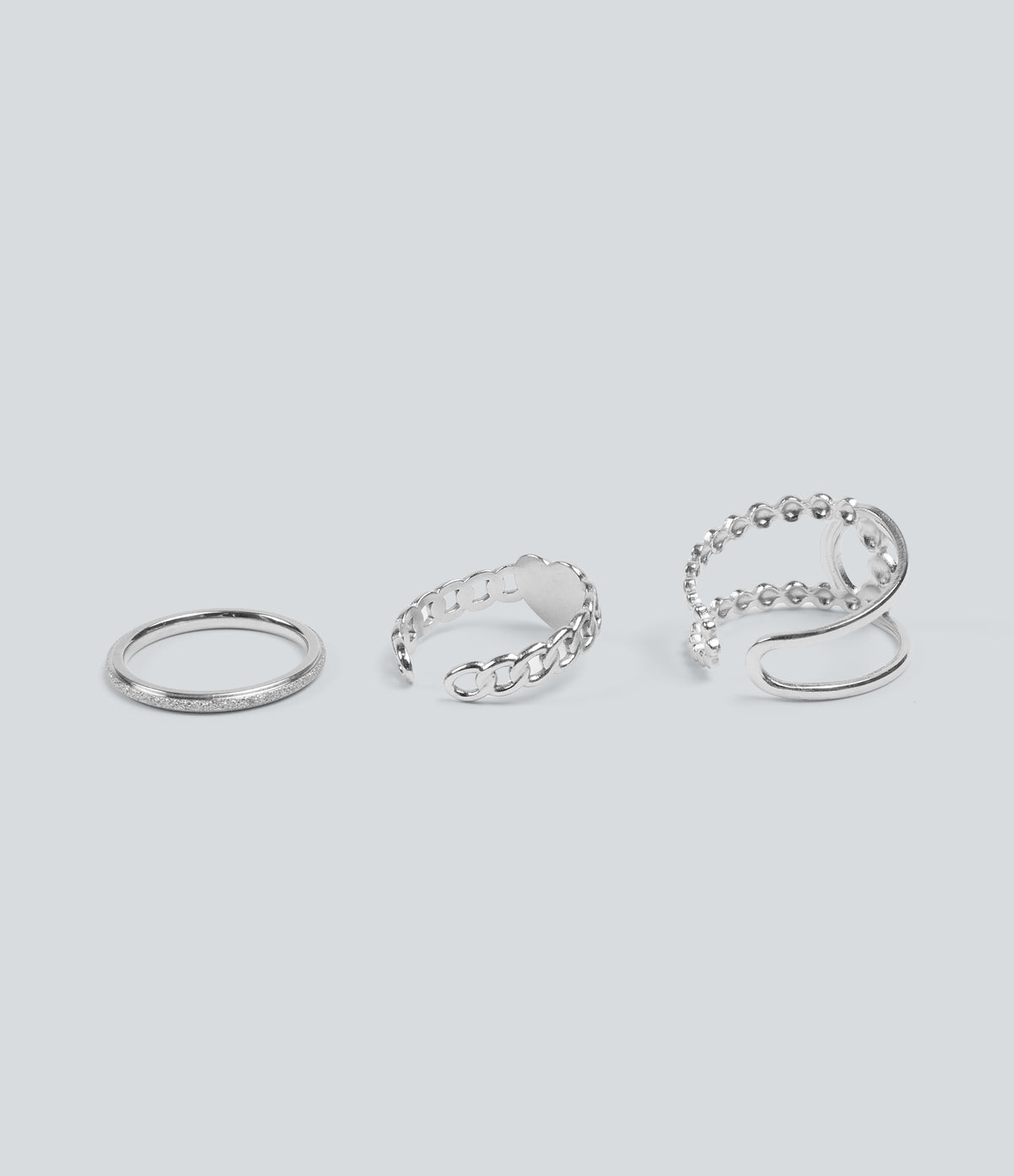 Plain Rings Set — Silver — view 2