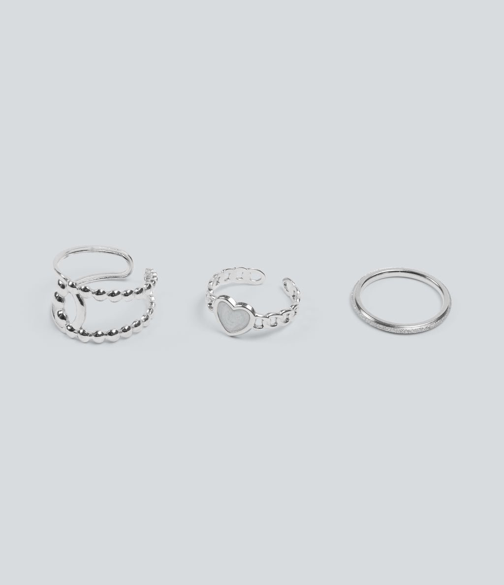 Plain Rings Set — Silver — view 1