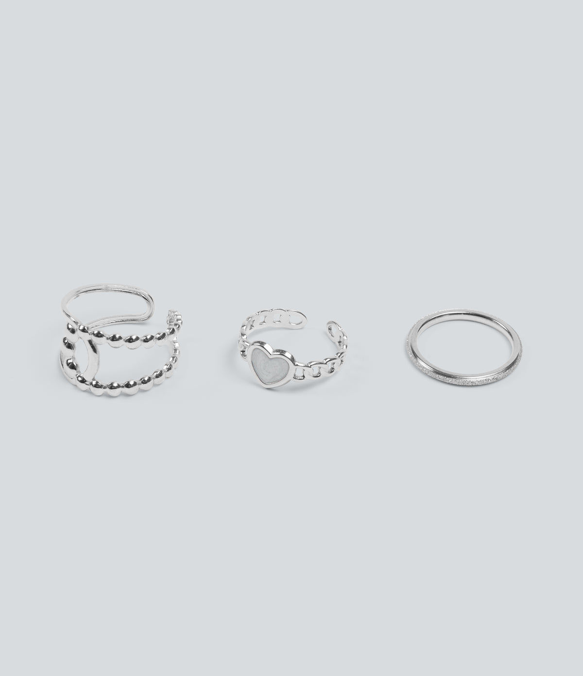 Plain Rings Set — Silver — view 1