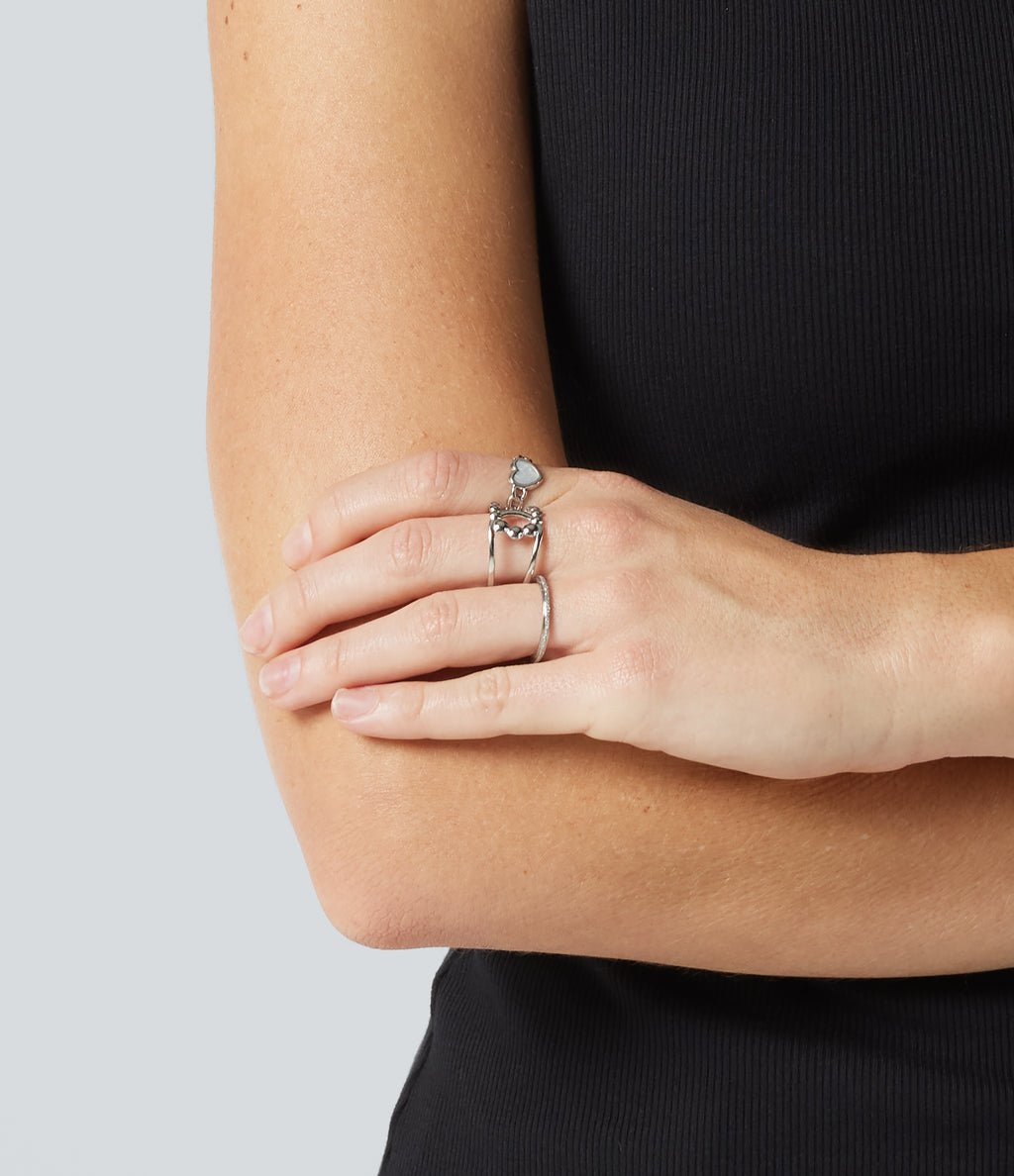 Plain Rings Set — Silver — view 3