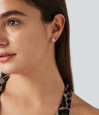 4 Pairs Alloy Colorful Rhinestone Earrings Set — Silver — view 4