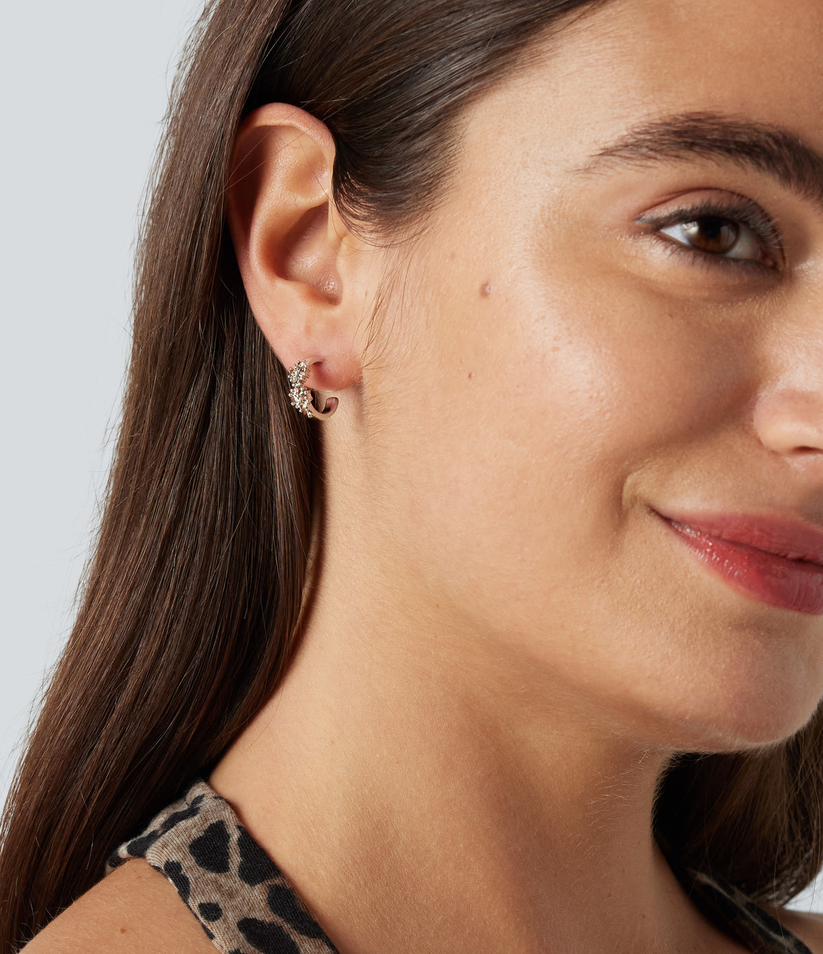 4 Pairs Alloy Colorful Rhinestone Earrings Set — Silver — view 3