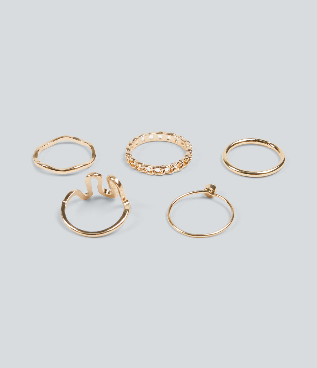 5 Pcs Rings Set — Gold — view 2