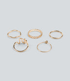 5 Pcs Rings Set — Gold — view 2