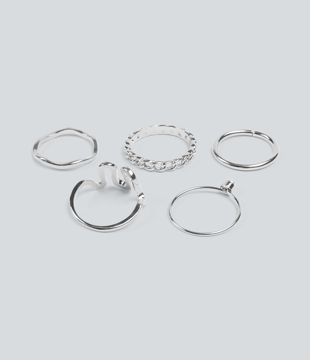 5 Pcs Rings Set — Silver — additional view
