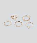 5 Pcs Rings Set — Gold — view 1