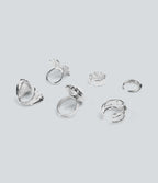 6 Pcs Alloy Floral Rings Set — Silver — additional view