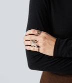 6 Pcs Alloy Floral Rings Set — Silver — additional view