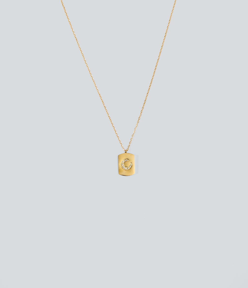Stainless Steel Moon Pendant Necklace — Gold — view 2