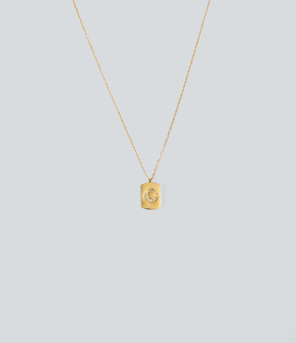 Stainless Steel Moon Pendant Necklace — Gold — view 2