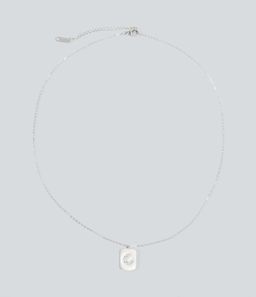 Stainless Steel Moon Pendant Necklace — Silver — view 4