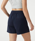 High Waisted Work Chino Cotton Shorts with Pockets 3'' — Navy Blazer — view 2