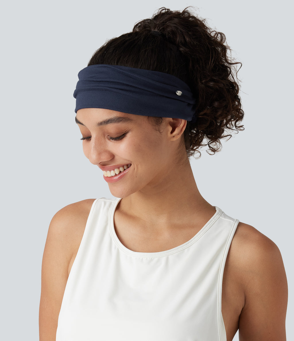 Plain Moisture-Wicking Headband — Navy — additional view