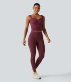 Airy Sweetheart Neck Crossover Built-in Bra InstantCool Running Tank Top — Cordovan — view 7