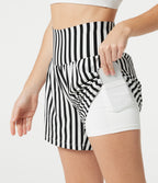 Ultra High-Waist Stripes 2-in-1 Yoga Baggy Shorts with Pockets — Ivory Noir — view 6