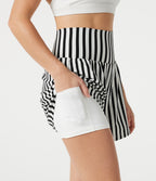 Ultra High-Waist Stripes 2-in-1 Yoga Baggy Shorts with Pockets — Ivory Noir — view 5