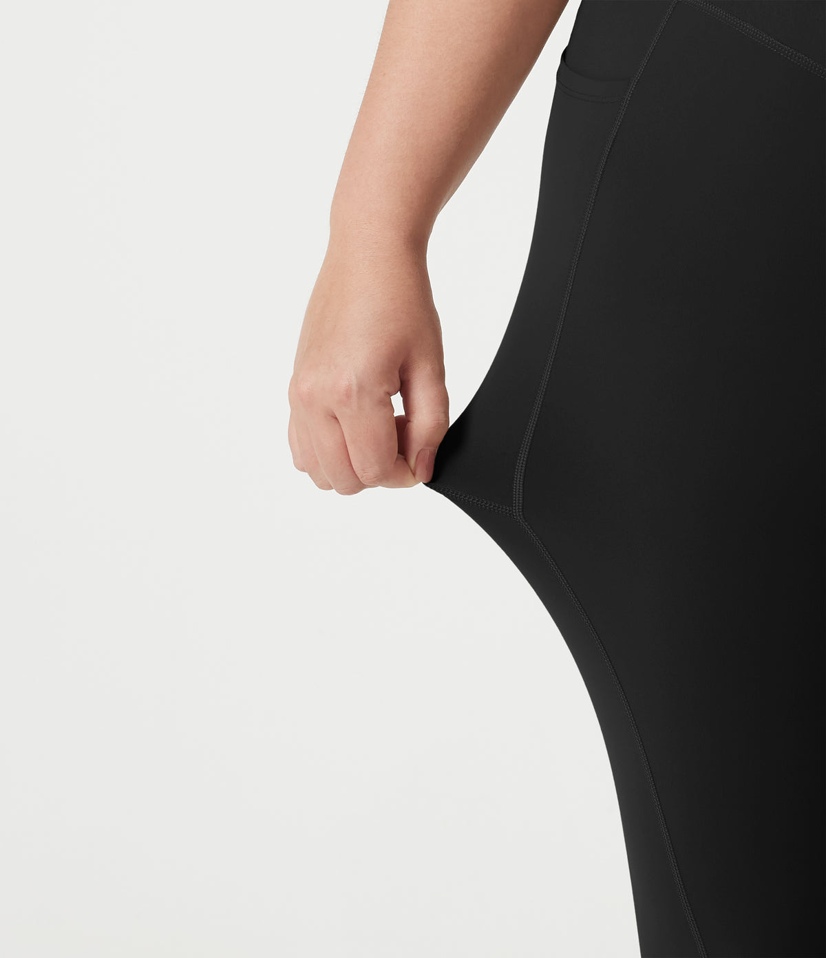 V-neck Crossover Backless Tummy Control Butt Lifting Built-in Bra Workout Plus Size Jumpsuit with Pockets — Black — view 6