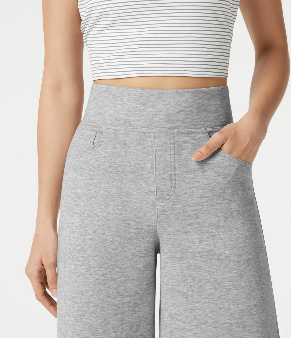 High Waisted Baggy Casual Shorts 10'' with Pockets — Fog Gray — view 4