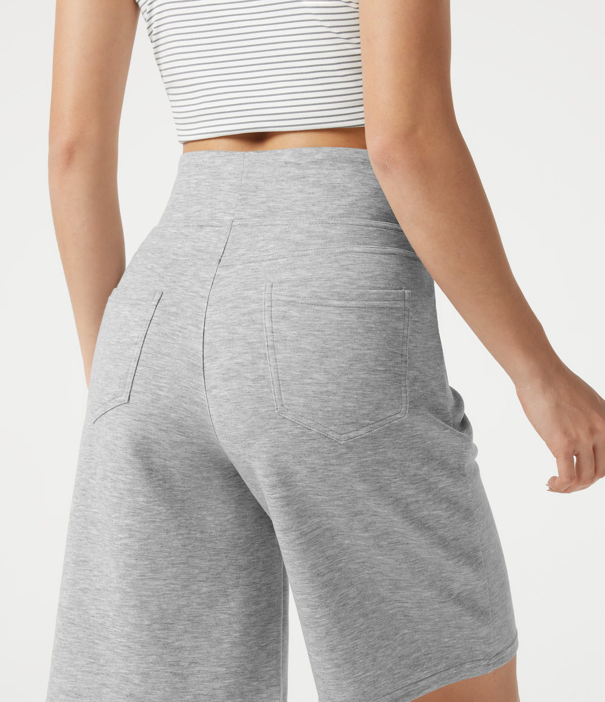 High Waisted Baggy Casual Shorts 10'' with Pockets — Fog Gray — view 5