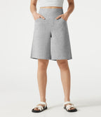 High Waisted Baggy Casual Shorts 10'' with Pockets — Fog Gray — view 1