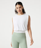 Round Neck InstantCool Yoga Tank Top-UPF50+ — White — view 3