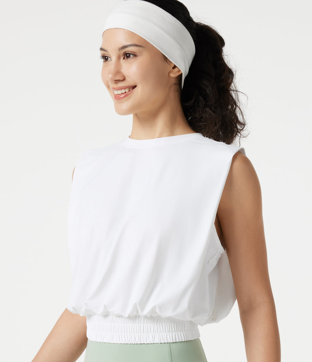 Round Neck InstantCool Yoga Tank Top-UPF50+ — White — view 1
