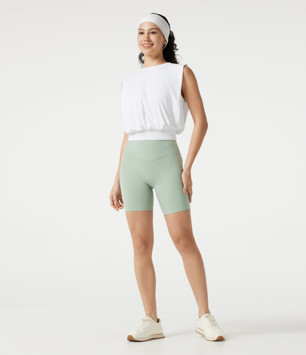 Round Neck InstantCool Yoga Tank Top-UPF50+ — White — view 6