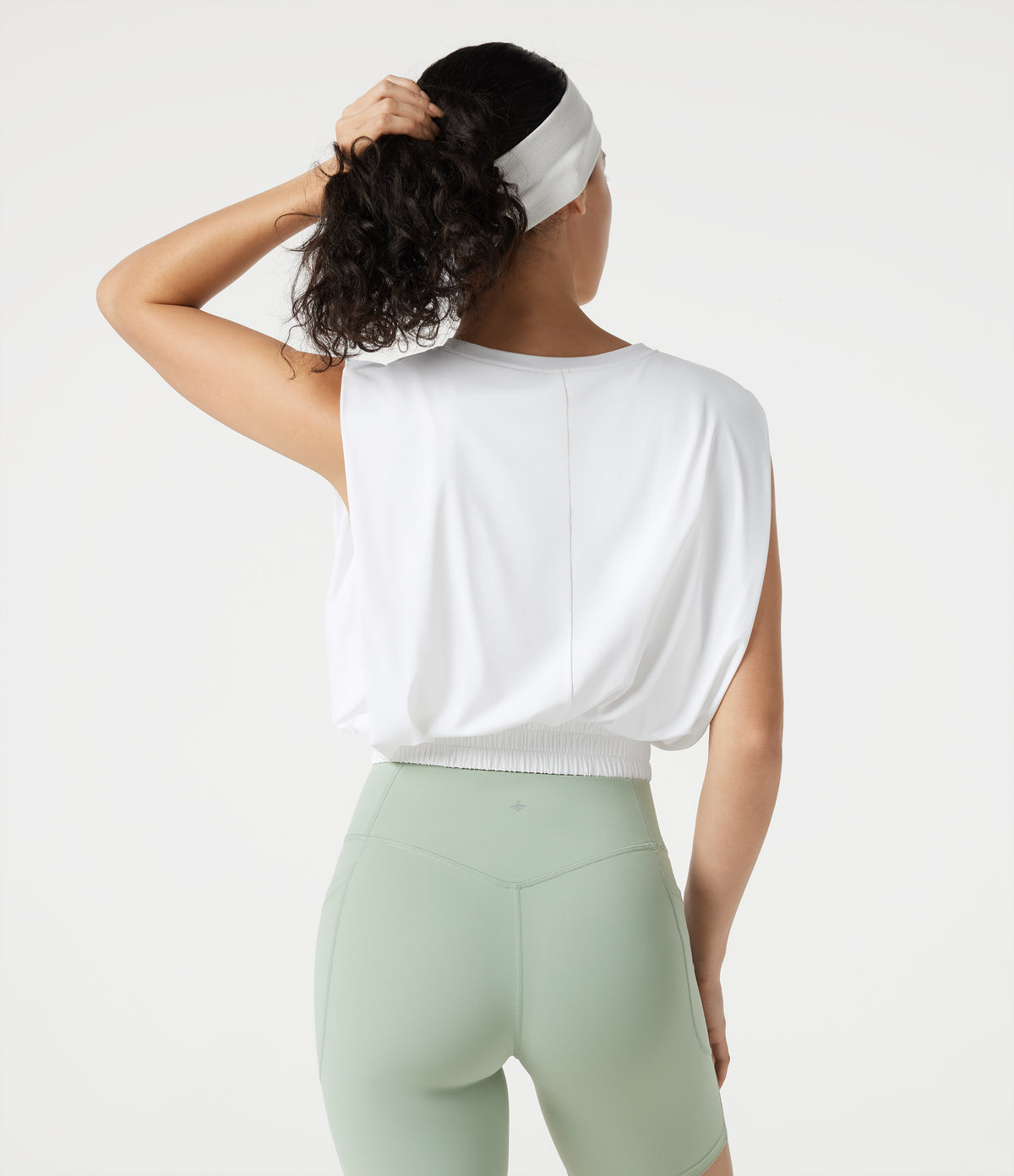 Round Neck InstantCool Yoga Tank Top-UPF50+ — White — view 2