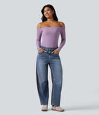 Mid Rise Barrel Leg Color Block Casual Jeans with Pockets — Coronet Blue Denim — view 8