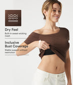 Cotton Jersey One-Shoulder Built-in Bra Casual T-Shirt B-DD Cups — Pinecone — view 1