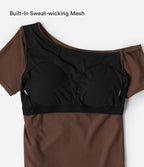 Cotton Jersey One-Shoulder Built-in Bra Casual T-Shirt B-DD Cups — Pinecone — view 6
