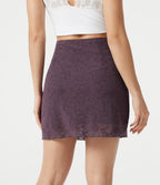 High Waisted Contrast Lace Mini Casual Skirt — Dusky Evening purple — view 4