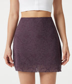 High Waisted Contrast Lace Mini Casual Skirt — Dusky Evening purple — view 6