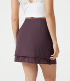 High Waisted Contrast Lace Mini Casual Skirt — Dusky Evening purple — view 5