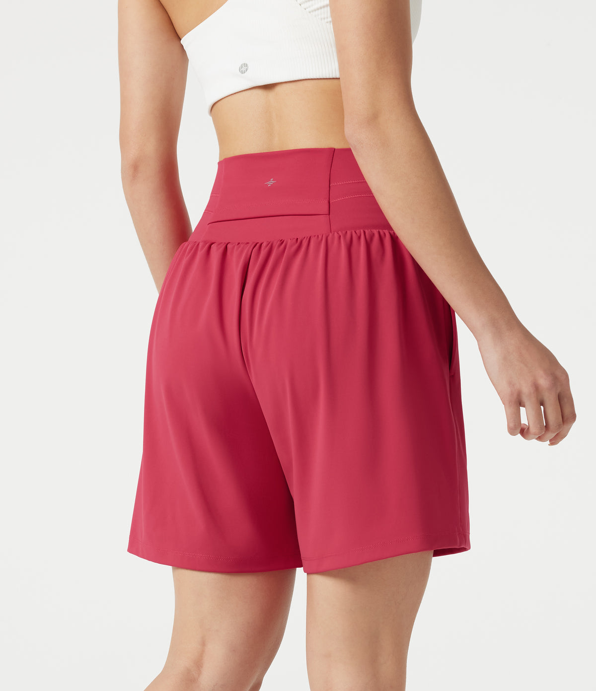 Airy Ultra High-Waist Drawstring 2-in-1 InstantCool Yoga Shorts 7" with Pockets — Winterberry — view 2