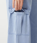 Denim Mid Rise Casual Cargo Joggers with Pockets — Denim Cyan Blue — view 6