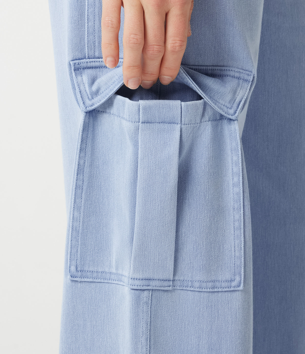 Denim Mid Rise Casual Cargo Joggers with Pockets — Denim Cyan Blue — view 6
