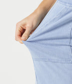 Denim Mid Rise Casual Cargo Joggers with Pockets — Denim Cyan Blue — view 7