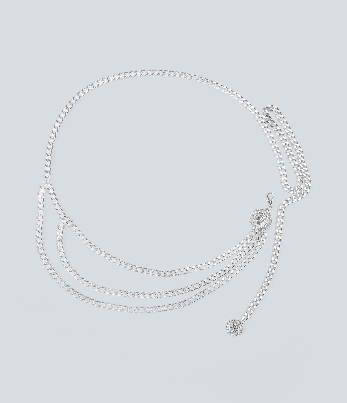 Multi-Layer Waist Belt Chain — Silver — view 4