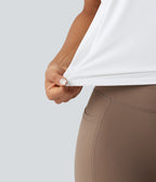 Round Neck InstantCool Cropped Yoga Tank Top-UPF50+ — White — view 5