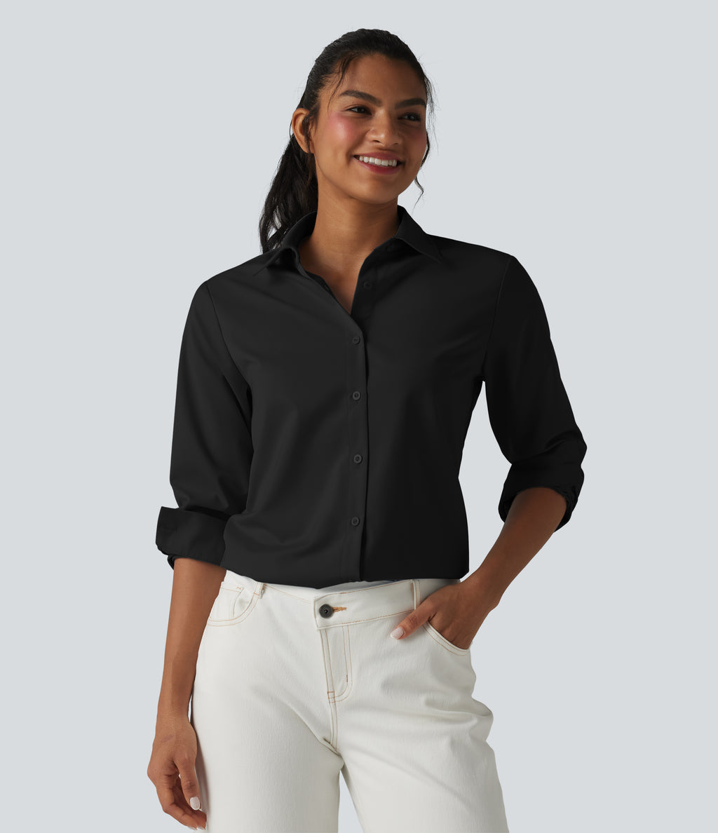 Long Sleeve Work Shirt with Pocket — Black — view 5