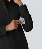 Long Sleeve Work Shirt with Pocket — Black — view 7