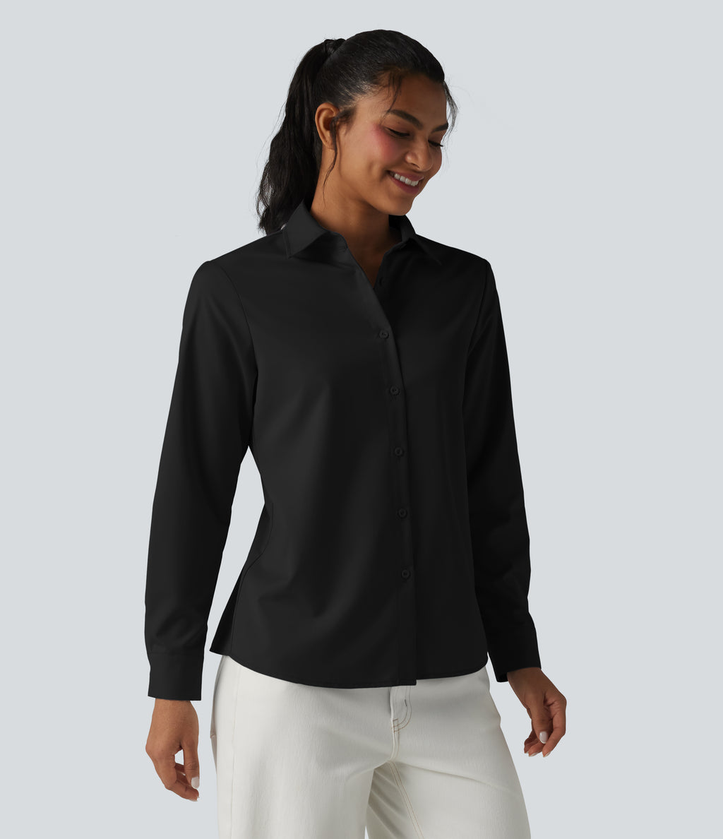 Long Sleeve Work Shirt with Pocket — Black — view 4